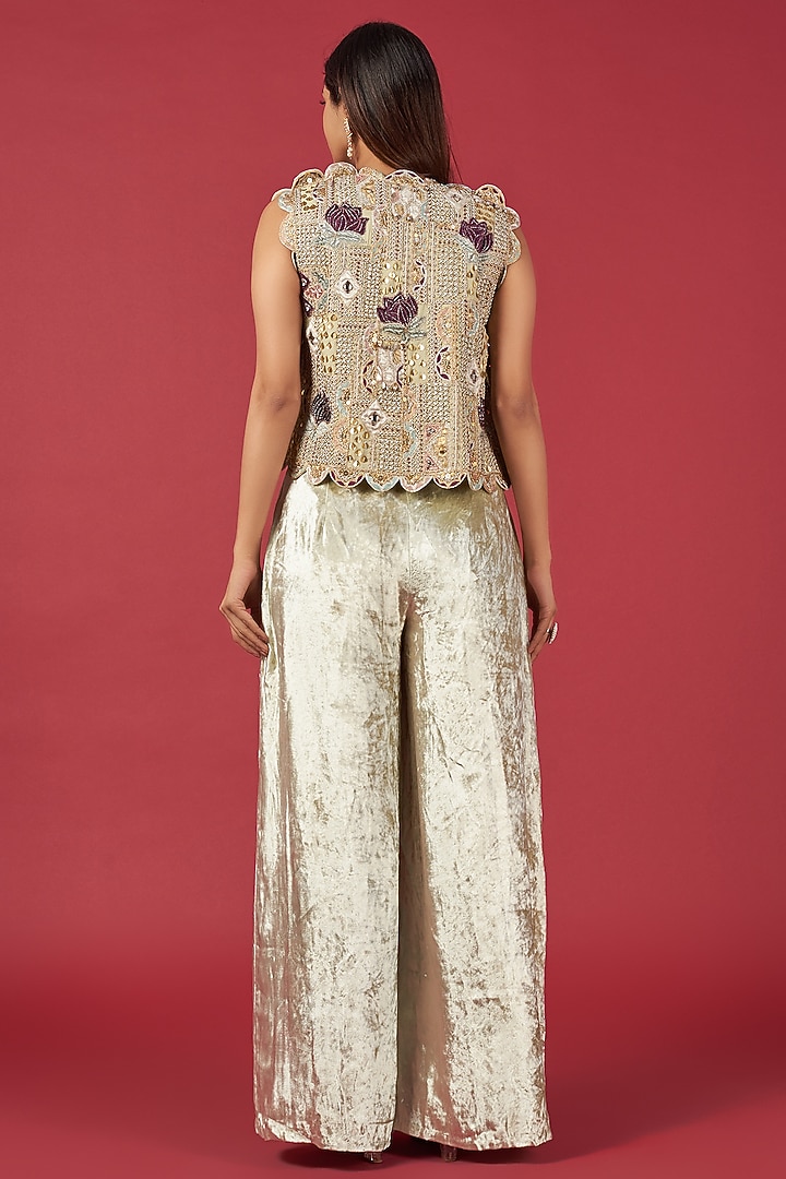 Multi-Coloured Georgette Embroidered Jacket Set by Payal Singhal at Pernia's Pop Up Shop