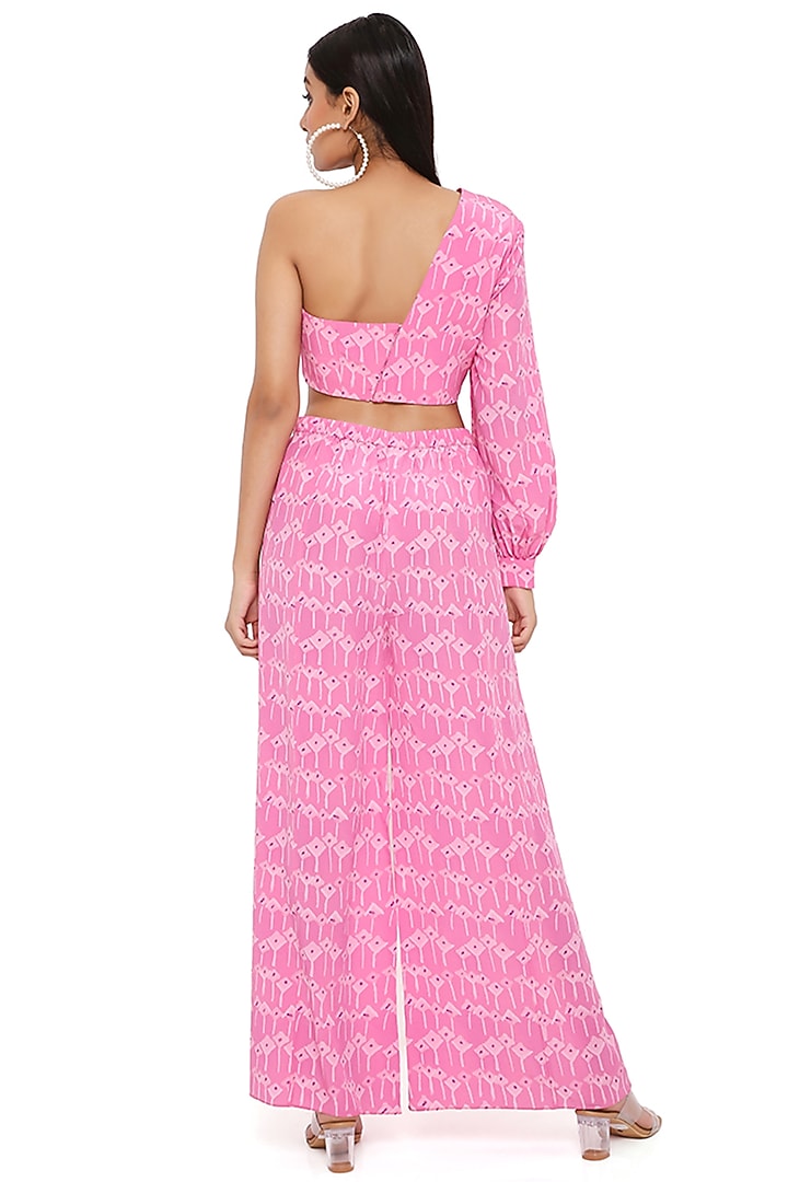 Pink Crepe Printed Palazzo Pant Set by PS Pret by Payal Singhal at Pernia's Pop Up Shop