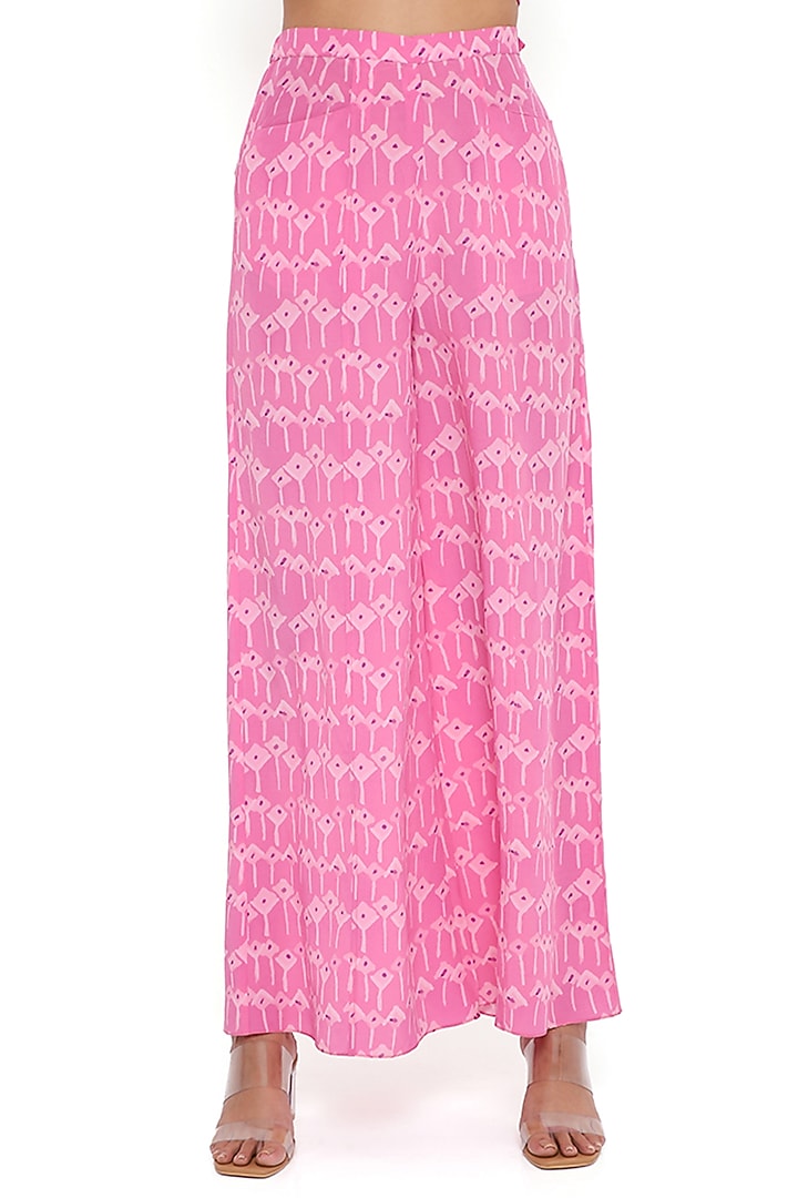 Pink Crepe Printed Palazzo Pant Set by PS Pret by Payal Singhal at Pernia's Pop Up Shop