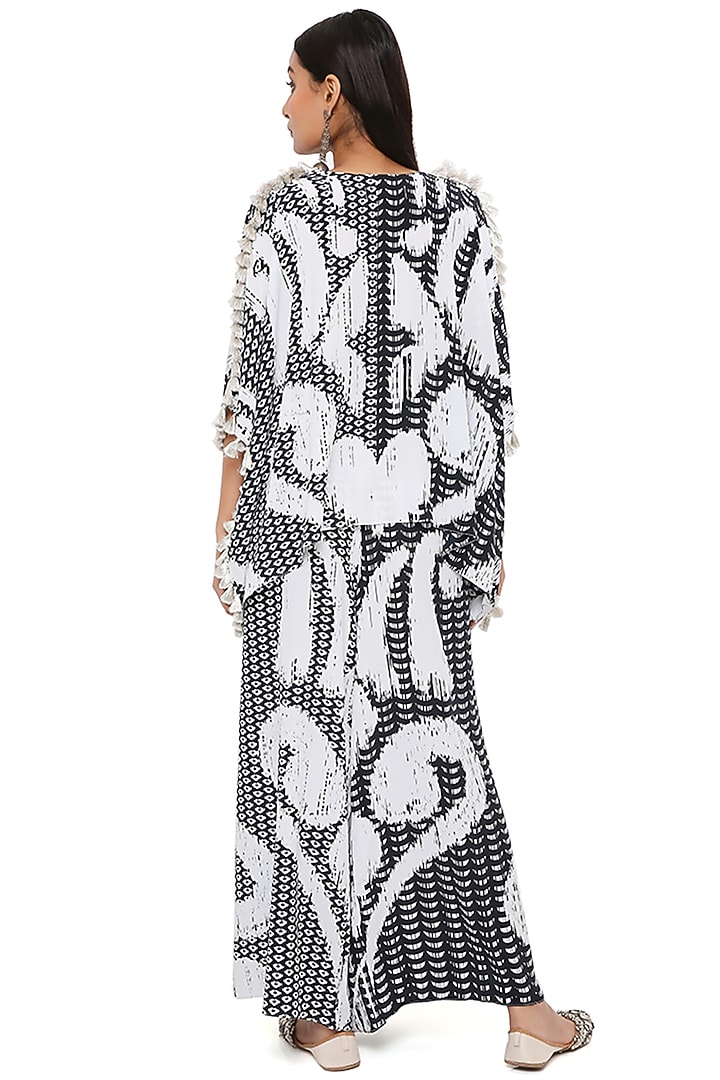 Black & White Crepe Printed Kaftan Set by PS Pret by Payal Singhal at Pernia's Pop Up Shop