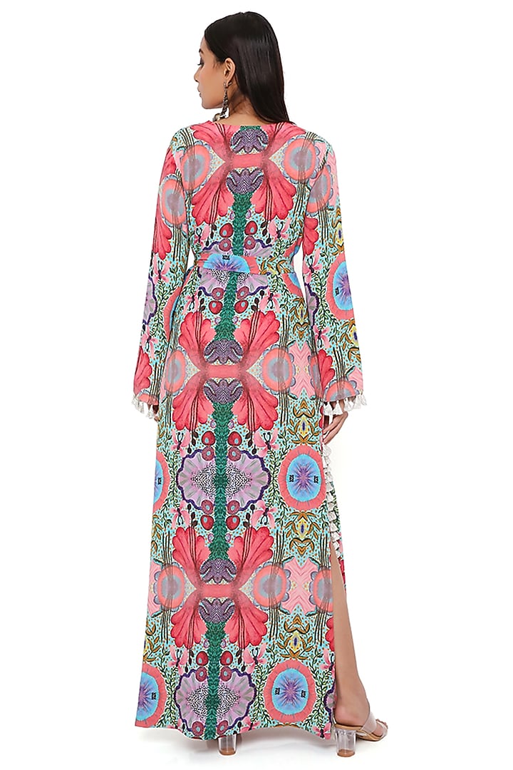Pink Crepe Printed Kaftan by PS Pret by Payal Singhal at Pernia's Pop Up Shop
