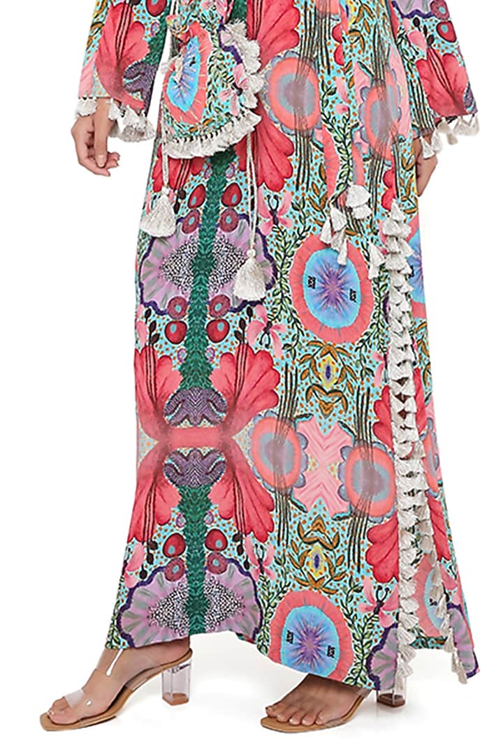 Pink Crepe Printed Kaftan by PS Pret by Payal Singhal at Pernia's Pop Up Shop