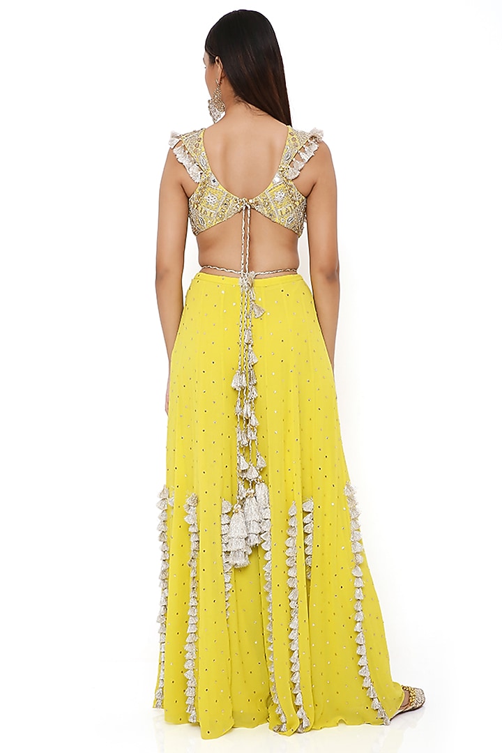 Lime Green Georgette Wedding Sharara Set by Payal Singhal at Pernia's Pop Up Shop