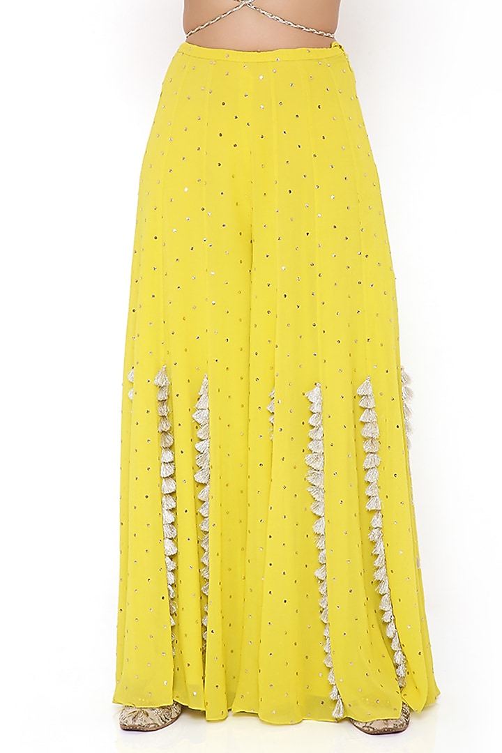 Lime Green Georgette Wedding Sharara Set by Payal Singhal at Pernia's Pop Up Shop