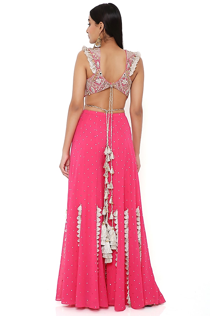Hot Pink Georgette Wedding Sharara Set by Payal Singhal at Pernia's Pop Up Shop