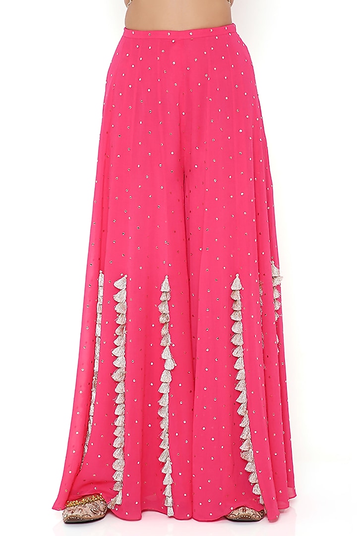 Hot Pink Georgette Wedding Sharara Set by Payal Singhal at Pernia's Pop Up Shop
