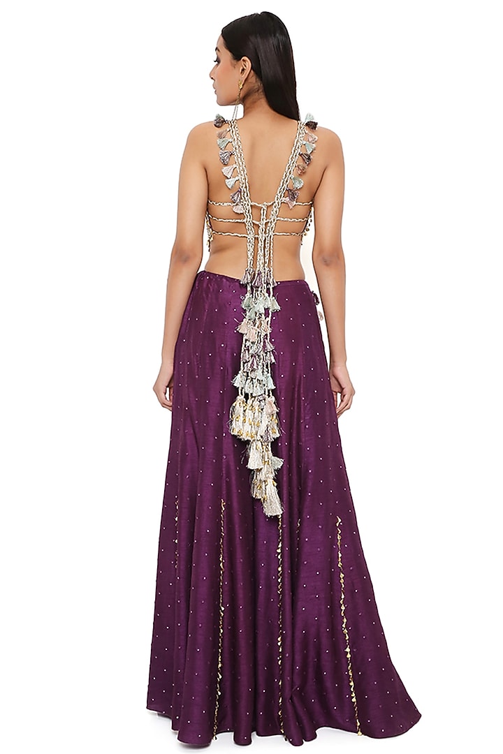 Purple Silk Wedding Sharara Set by Payal Singhal at Pernia's Pop Up Shop