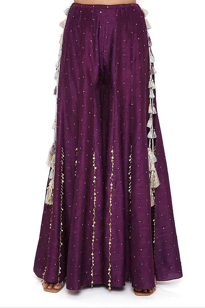 Purple Silk Wedding Sharara Set by Payal Singhal at Pernia's Pop Up Shop