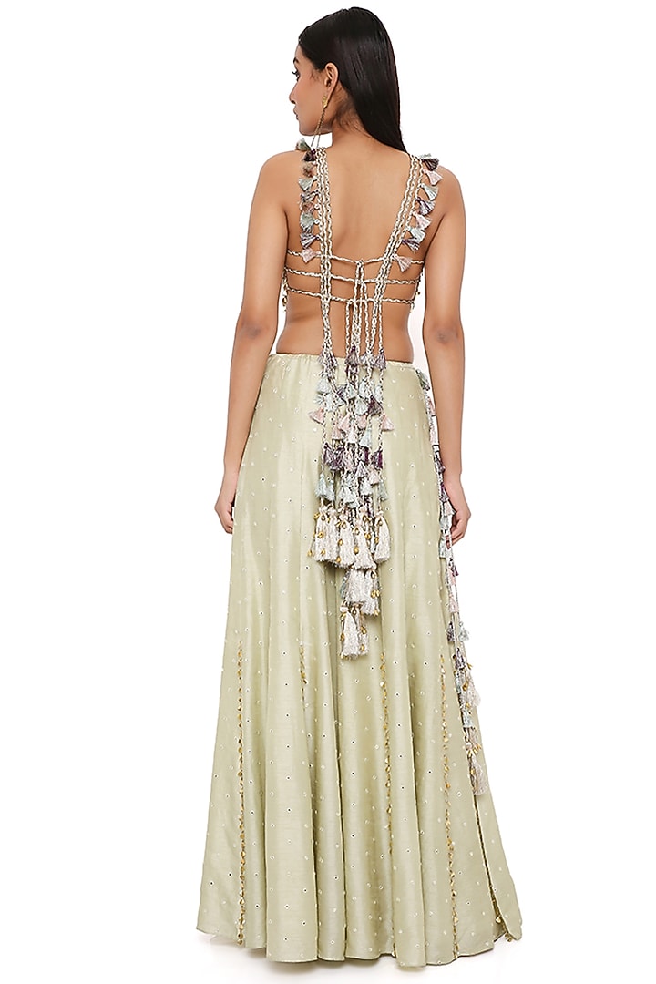 Mint Silk Wedding Sharara Set by Payal Singhal at Pernia's Pop Up Shop