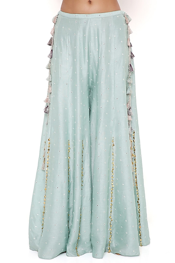 Powder Blue Silk Wedding Sharara Set by Payal Singhal at Pernia's Pop Up Shop