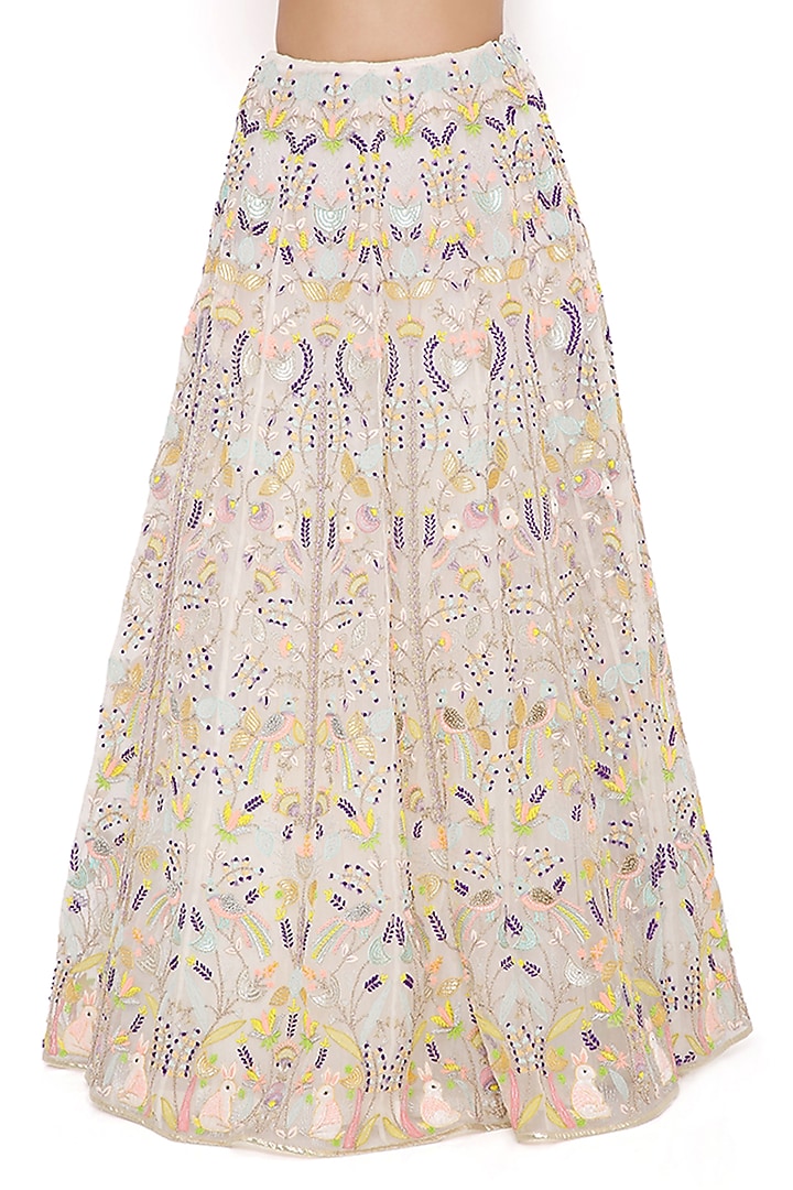 Off-White Organza Embroidered Bridal Lehenga Set by Payal Singhal at Pernia's Pop Up Shop