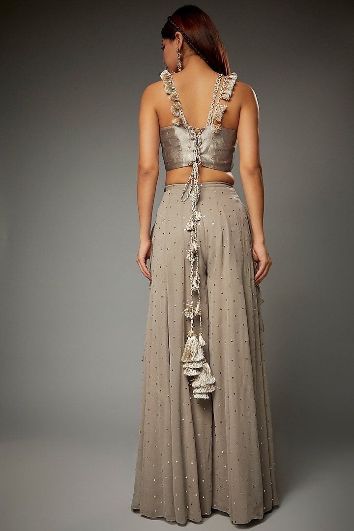 Wheat Brown Georgette Wedding Sharara Set by Payal Singhal at Pernia's Pop Up Shop