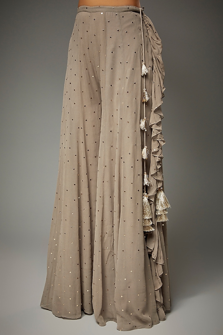 Wheat Brown Georgette Wedding Sharara Set by Payal Singhal at Pernia's Pop Up Shop