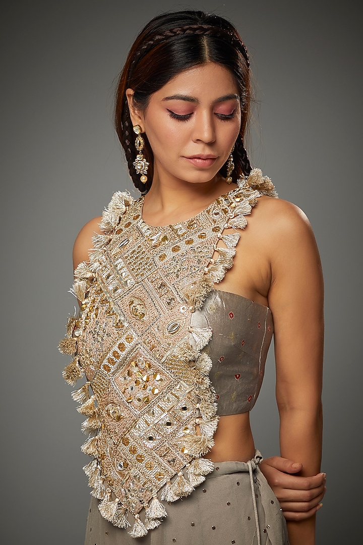 Wheat Brown Georgette Wedding Sharara Set by Payal Singhal at Pernia's Pop Up Shop
