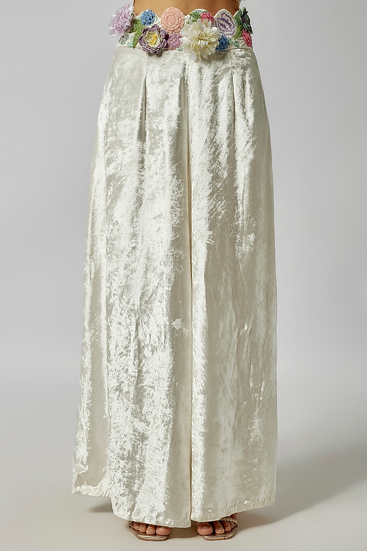 Off-White Georgette Hand Embroidered Jacket Set by Payal Singhal at Pernia's Pop Up Shop