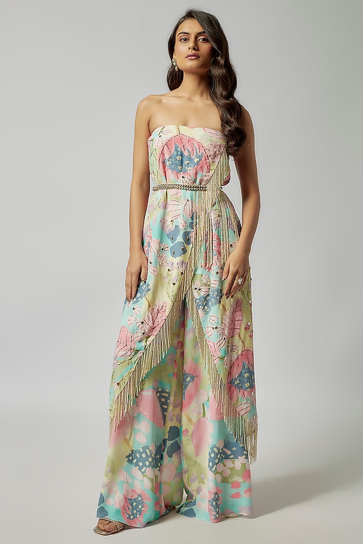 Multi-Colored Crepe Euphoria Digital Printed Palazzo Pant Set by Payal Singhal at Pernia's Pop Up Shop