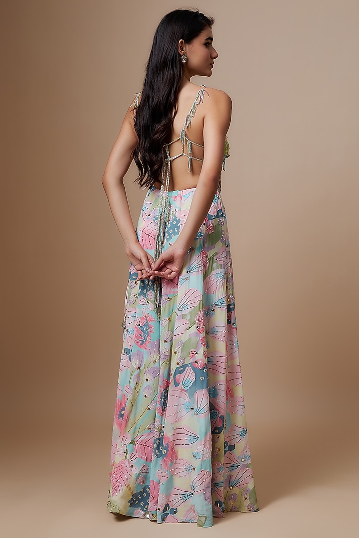 Multi-Colored Crepe Printed Bridal Sharara Set by Payal Singhal at Pernia's Pop Up Shop