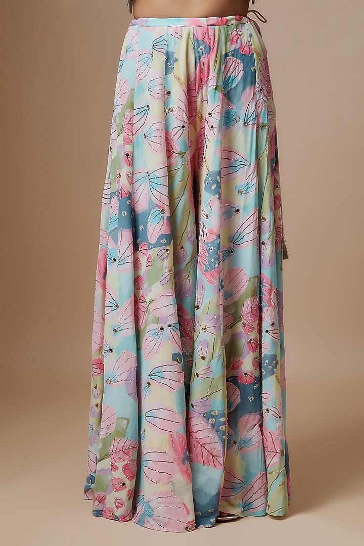 Multi-Colored Crepe Printed Bridal Sharara Set by Payal Singhal at Pernia's Pop Up Shop
