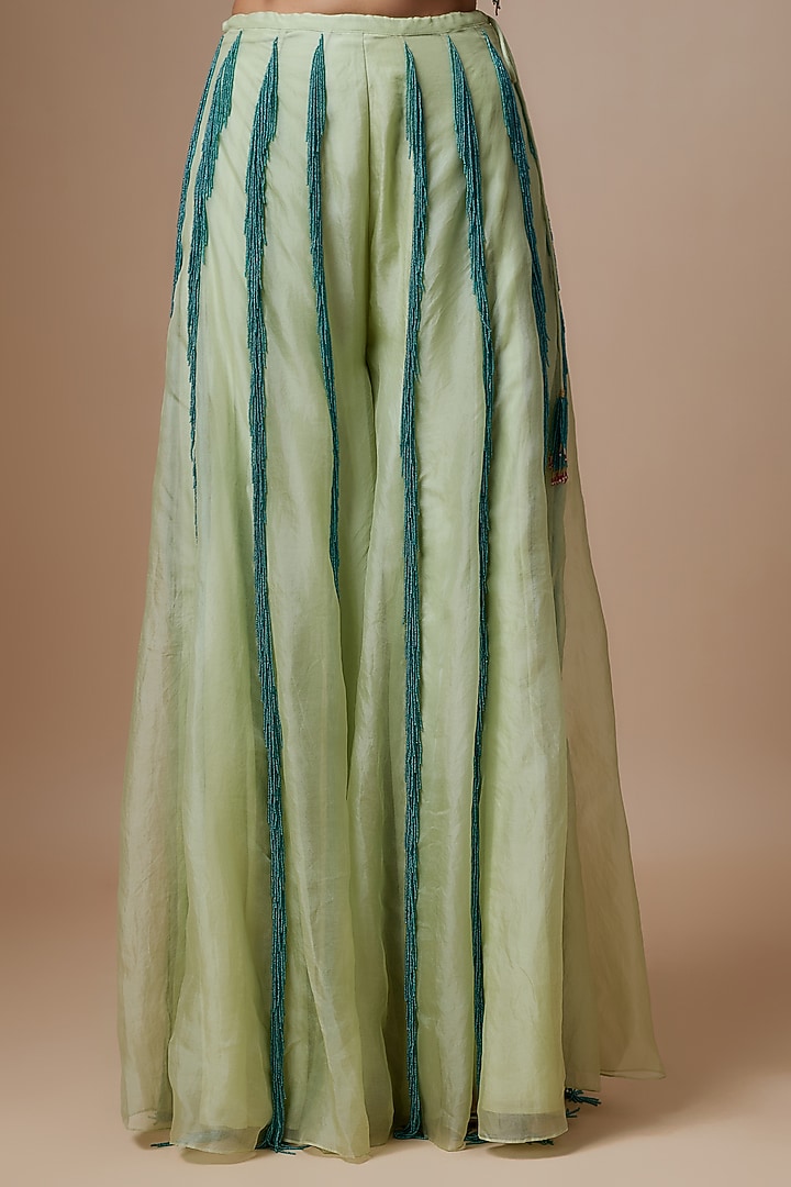 Mint Organza Bridal Sharara Set by Payal Singhal at Pernia's Pop Up Shop
