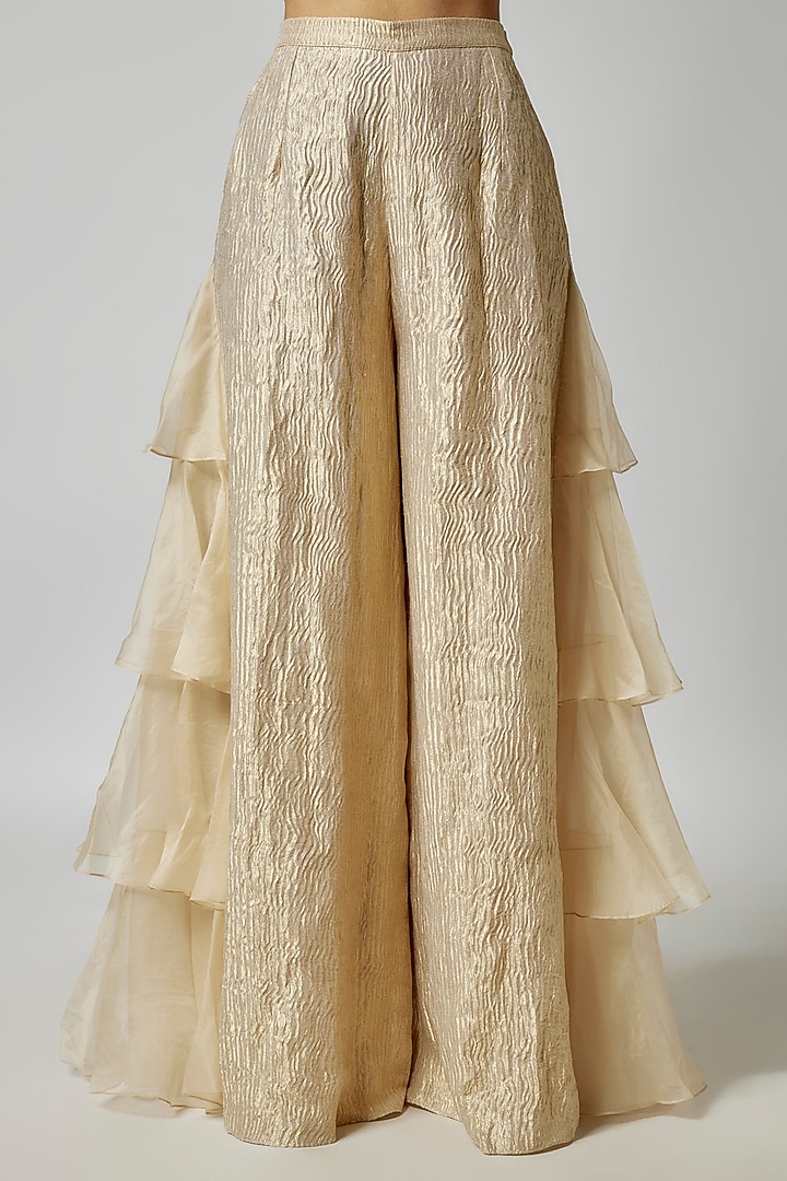 Off-White Tissue & Organza Ruffled Pant Set by Payal Singhal at Pernia's Pop Up Shop