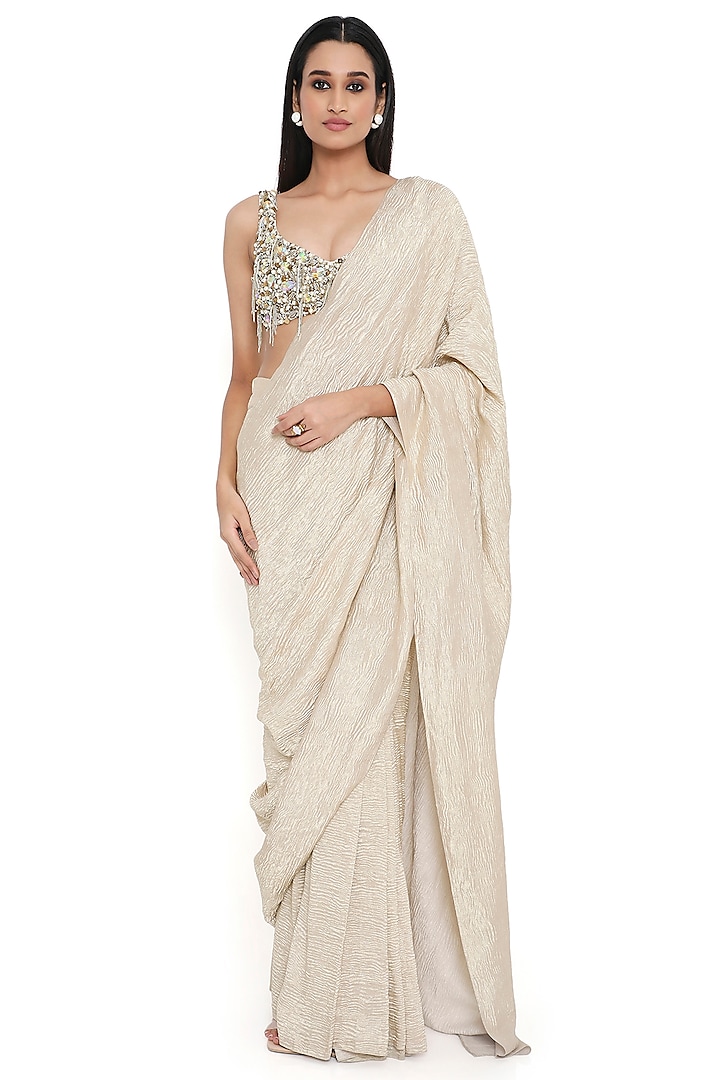Off-White Tissue Saree Set by Payal Singhal