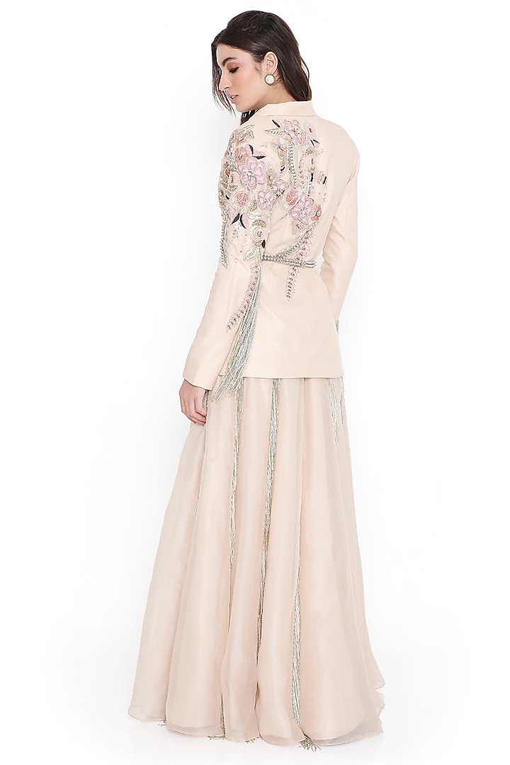 Sone Color Organza Embroidered Jacket Bridal Lehenga Set by Payal Singhal at Pernia's Pop Up Shop