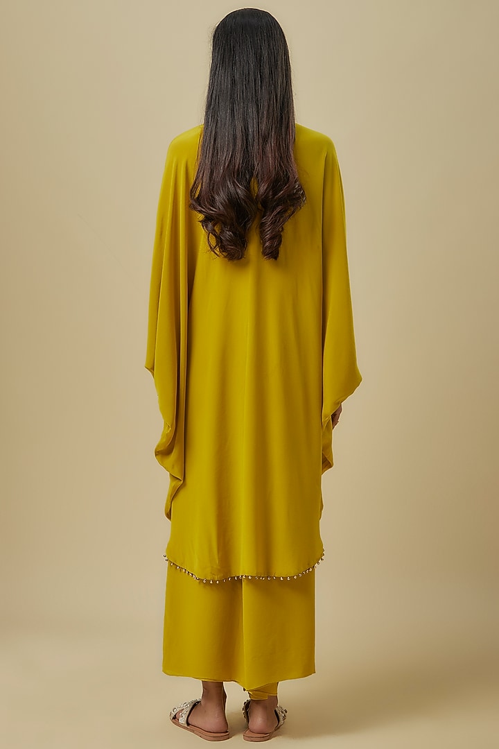 Olive green Crepe Hand Embroidered Kaftan Set by Payal Singhal at Pernia's Pop Up Shop
