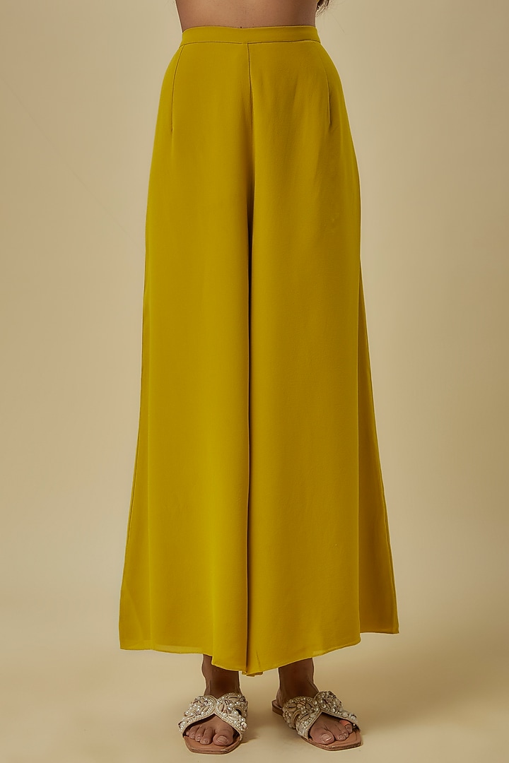 Olive green Crepe Hand Embroidered Kaftan Set by Payal Singhal at Pernia's Pop Up Shop