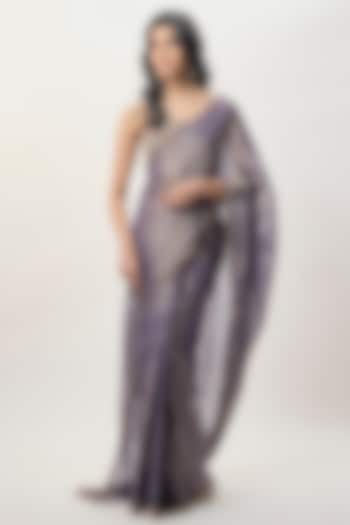 Purple Tissue Pre-Stitched Wedding Saree Set by Payal Singhal at Pernia's Pop Up Shop
