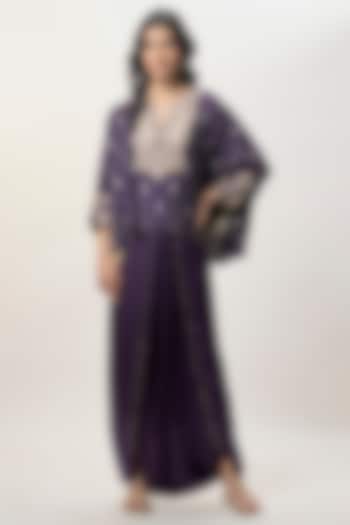 Purple Modal Satin Dhoti Skirt Set by Payal Singhal at Pernia's Pop Up Shop