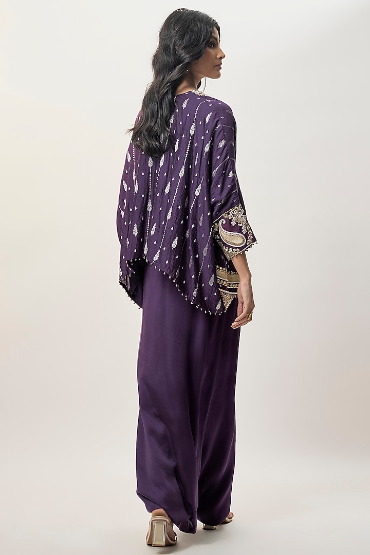 Purple Modal Satin Dhoti Skirt Set by Payal Singhal at Pernia's Pop Up Shop