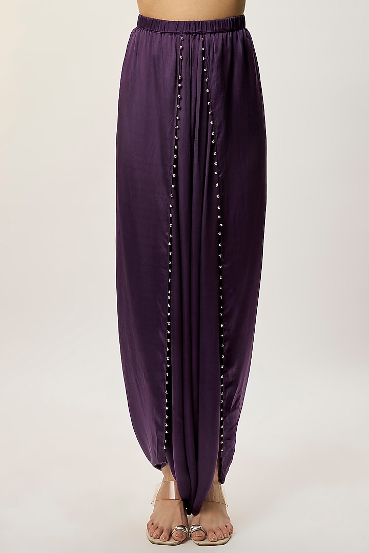 Purple Modal Satin Dhoti Skirt Set by Payal Singhal at Pernia's Pop Up Shop