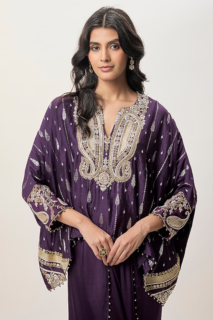 Purple Modal Satin Dhoti Skirt Set by Payal Singhal at Pernia's Pop Up Shop