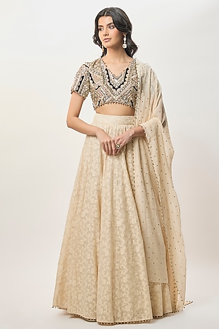 Beige Katarwa Lehenga Set by Payal Singhal