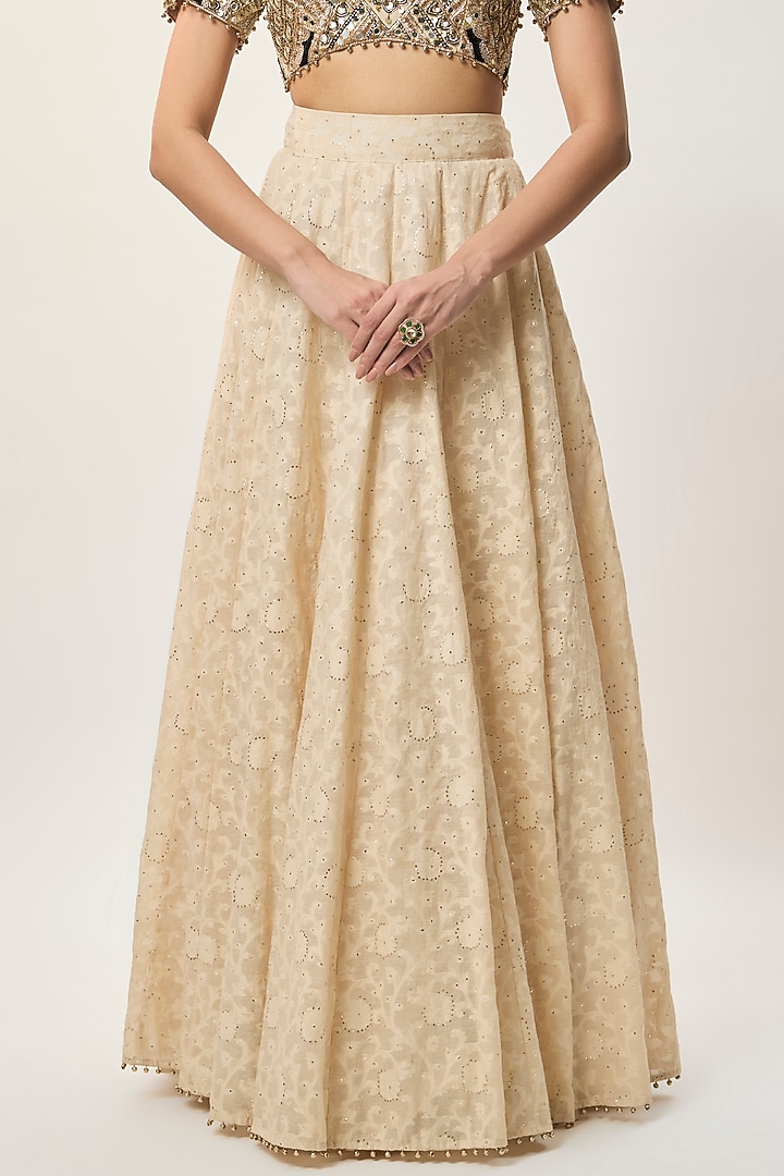 Beige Katarwa Wedding Lehenga Set by Payal Singhal at Pernia's Pop Up Shop