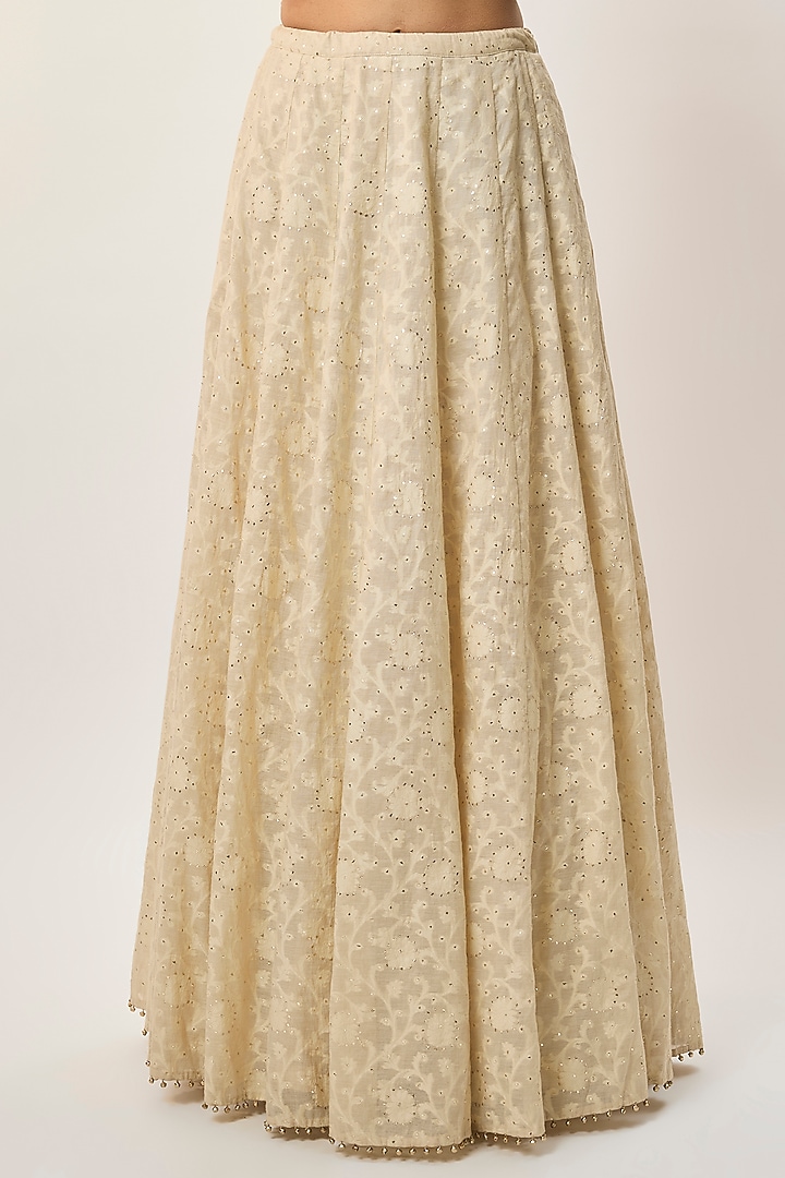 Beige Mukaish Jaal Wedding Lehenga Set by Payal Singhal at Pernia's Pop Up Shop
