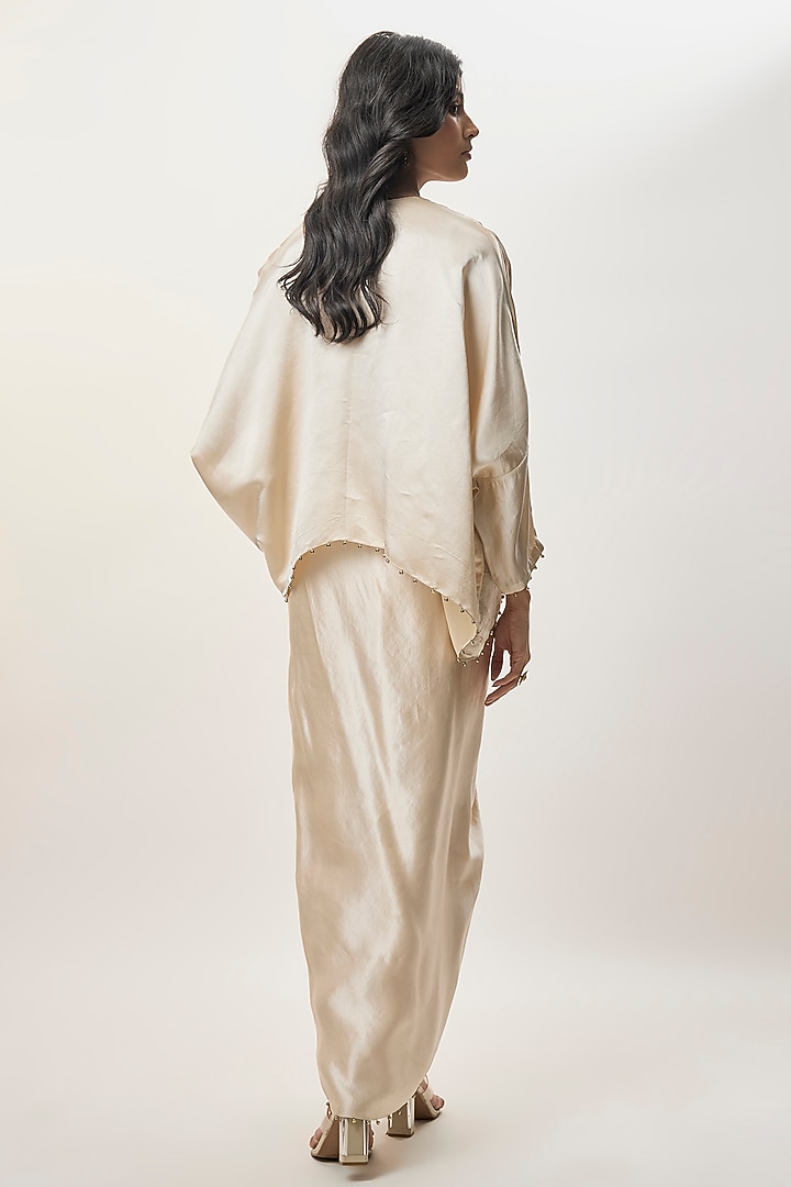 Champagne Modal Satin Skirt Set by Payal Singhal at Pernia's Pop Up Shop