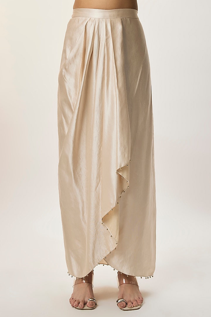 Champagne Modal Satin Skirt Set by Payal Singhal at Pernia's Pop Up Shop