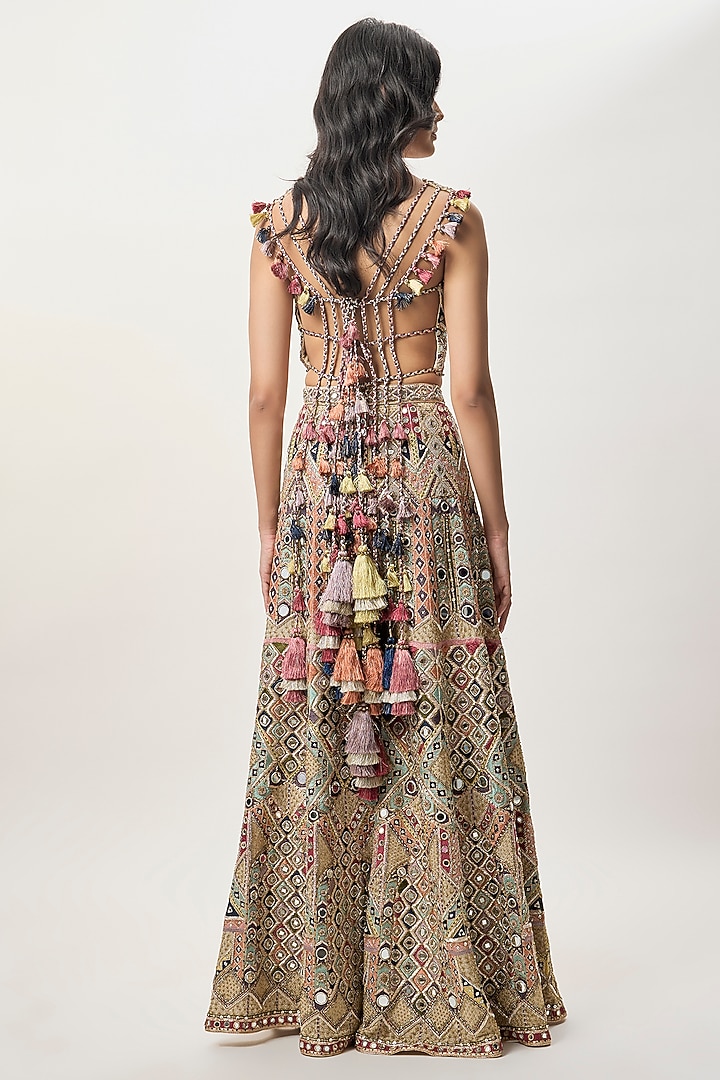 Beige Georgette Embroidered Bridal Sharara Set by Payal Singhal at Pernia's Pop Up Shop