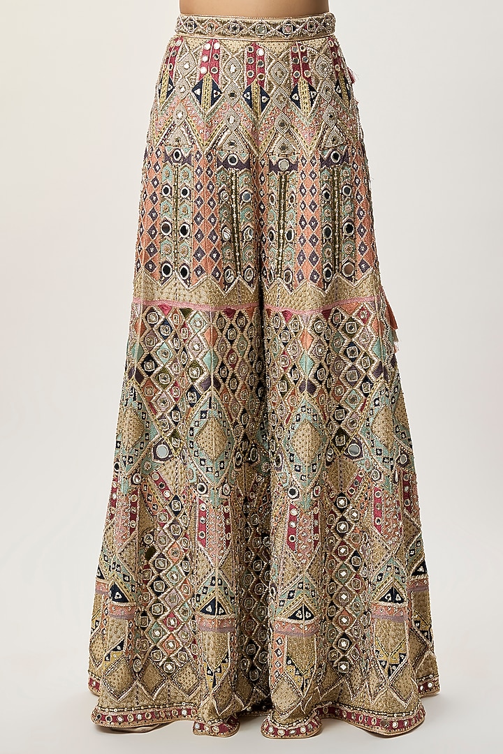 Beige Georgette Embroidered Bridal Sharara Set by Payal Singhal at Pernia's Pop Up Shop