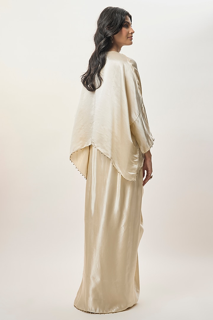 Champagne Modal Satin Skirt Set by Payal Singhal at Pernia's Pop Up Shop