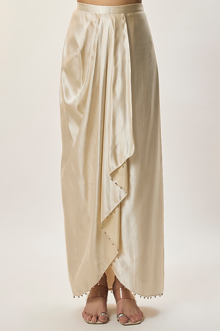 Champagne Modal Satin Skirt Set by Payal Singhal at Pernia's Pop Up Shop