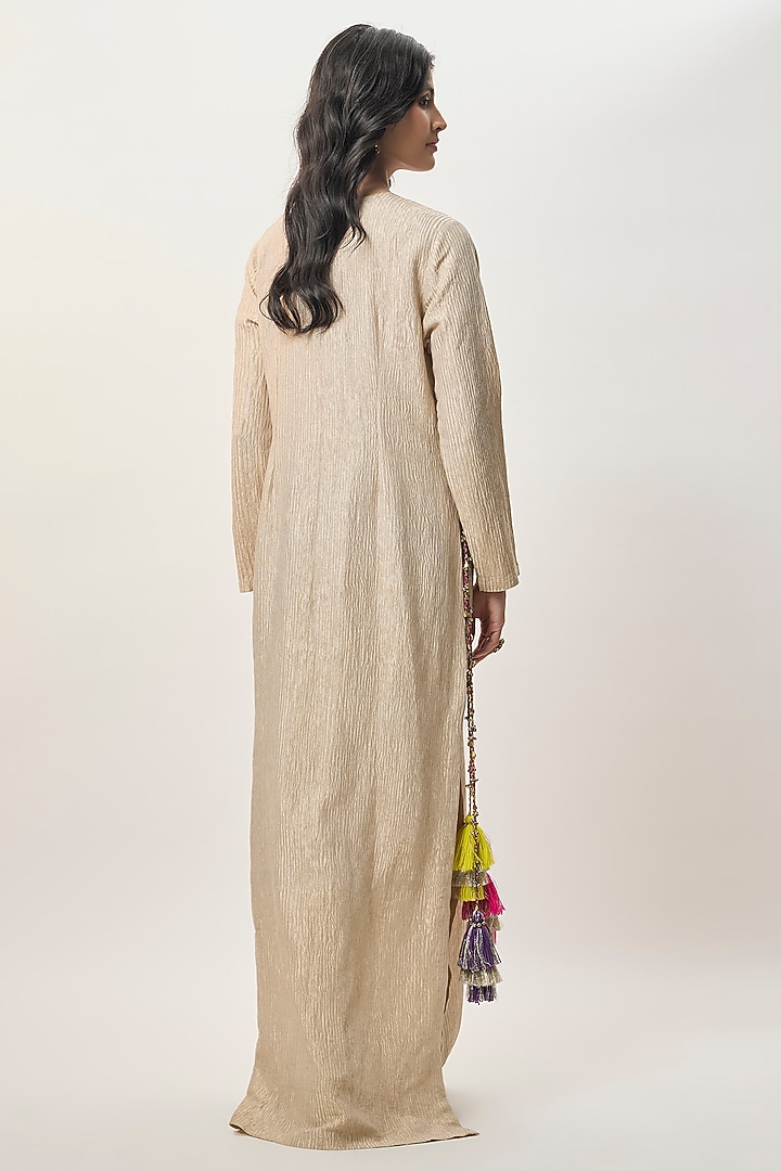 Beige Crushed Tissue Embroidered Kaftan by Payal Singhal at Pernia's Pop Up Shop