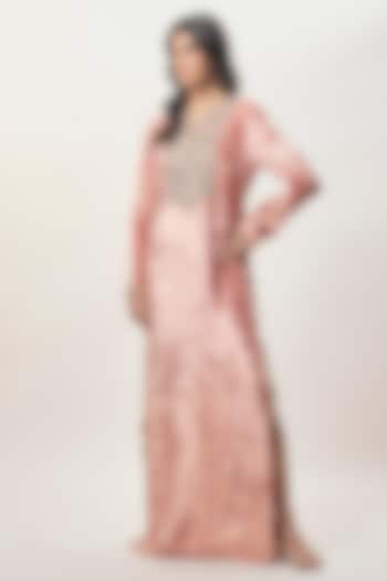 Rose Pink Velvet Embroidered Kaftan by Payal Singhal at Pernia's Pop Up Shop