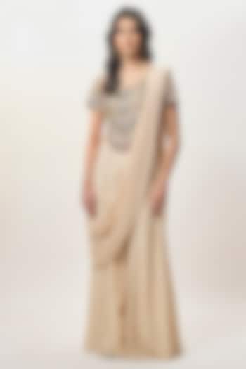 Beige Lucknowi Georgette Bridal Sharara Set by Payal Singhal at Pernia's Pop Up Shop