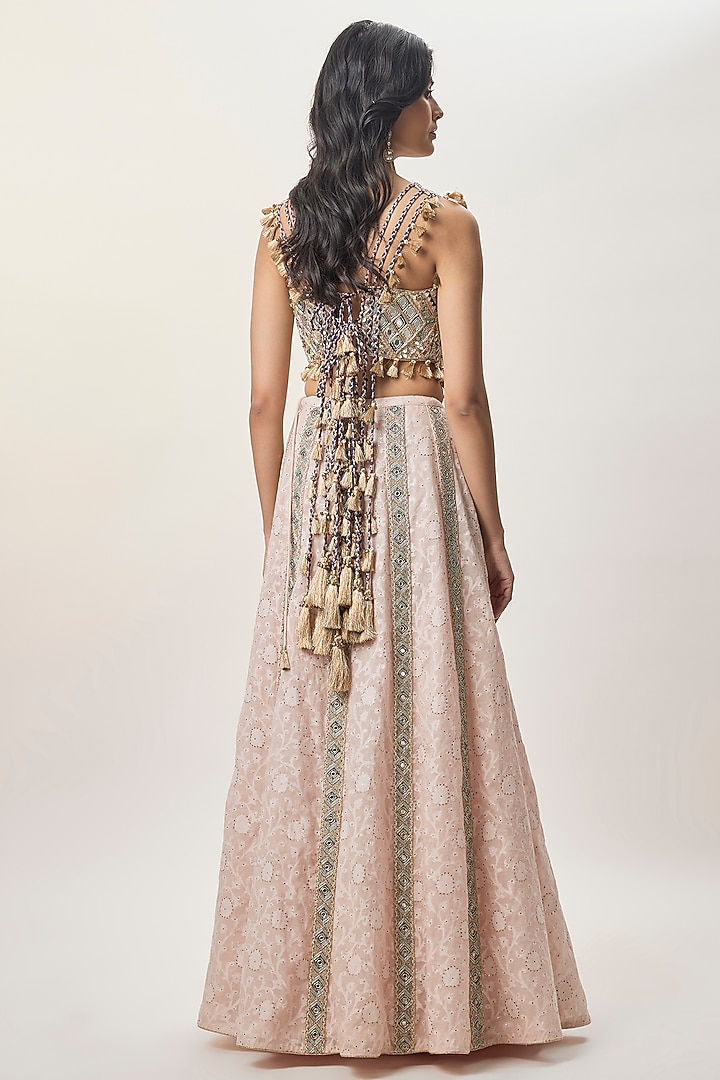 Blush Pink Katarwa Embroidered Bridal Lehenga Set by Payal Singhal at Pernia's Pop Up Shop