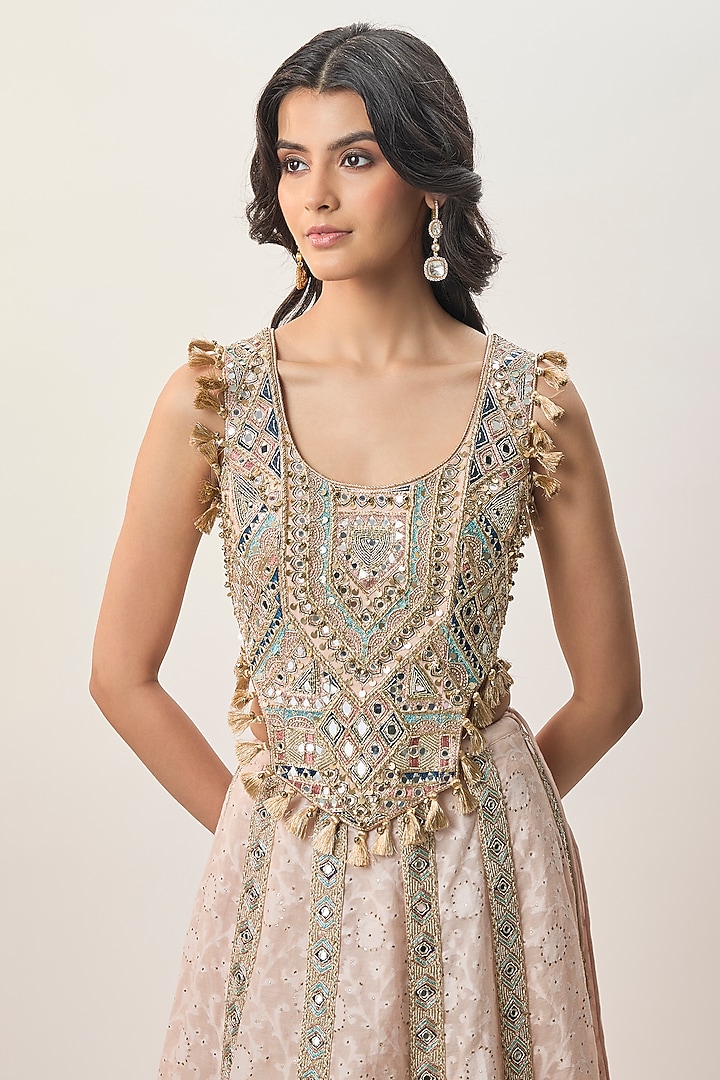 Blush Pink Katarwa Embroidered Bridal Lehenga Set by Payal Singhal at Pernia's Pop Up Shop