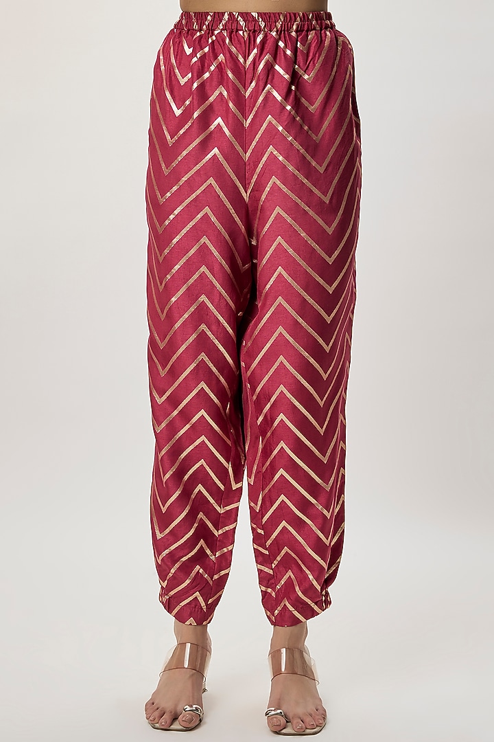 Red Dola Silk Mirror Embroidered Kaftan Set by Payal Singhal at Pernia's Pop Up Shop