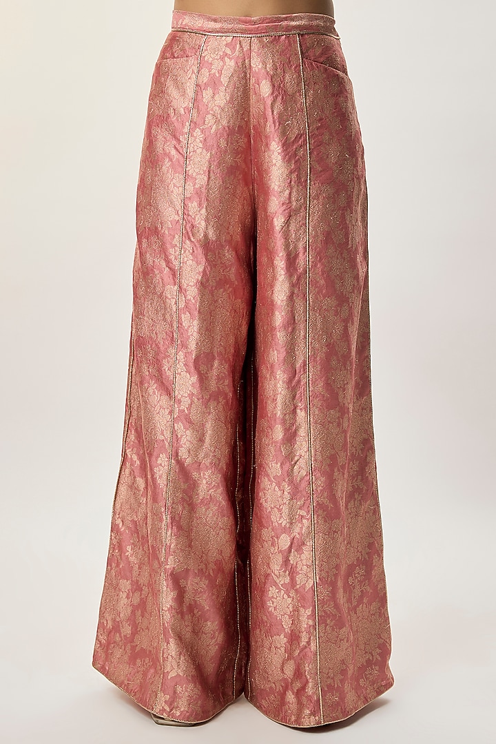 Rust Pink Banarasi Brocade Kurta Set by Payal Singhal at Pernia's Pop Up Shop