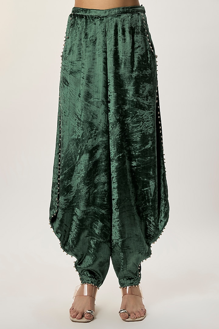 Emerald Green Georgette Embroidered Jacket Set by Payal Singhal at Pernia's Pop Up Shop